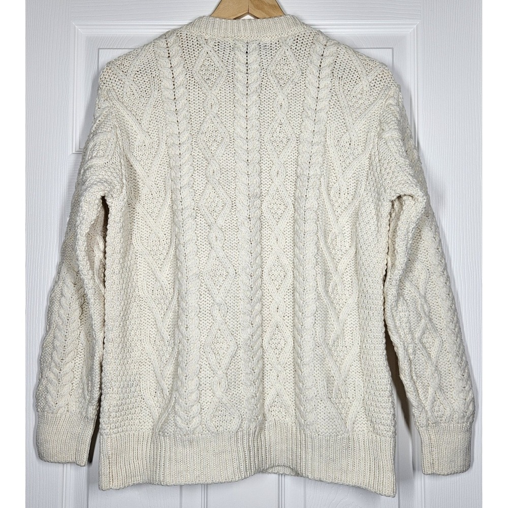 Blarney Woollen Mills Ireland 100% Merino Wool Fisherman Cardigan Sweater M NWT - Picture 3 of 9